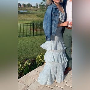 WAYF Mint Subtle Floral Tiered Maxi - Size M; Worn Once